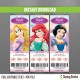 Disney Princess Birthday Ticket Invitations (Set 1)